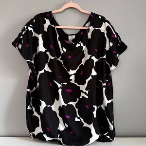 WORTHINGTON Woman Plus Size Colourful Top, Black, White, Pink, Cap Sleeves 1X
